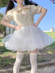 女士衬裙，多层网纱内衬吊带裙，适合洛丽塔角色扮演、万圣节和圣诞节服装