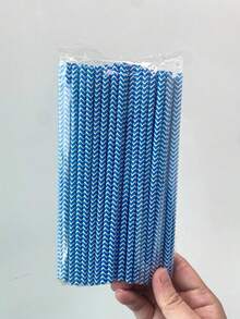 Pacote com 100 canudos de papel ondulado, design com padrão ondulado, tamanho 6x197mm, nas cores verde, vermelho, rosa, azul escuro, azul claro e preto | Ideal para festas, aniversários, casamentos, Dia dos Namorados, decoração de sobremesas e comemorações de feriados. - Multicolorido - Ver 16
