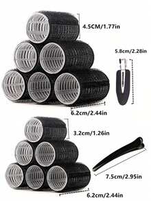 女士专用2种尺寸卷发器，12个装卷发器，适用于长发、中发、短发，大号、中号、小号自粘式卷发器，带12个卷发夹，美发造型套装，理发店美容旅行必备美发产品，护发用品，美发配件 - 彩色 - 查看 6