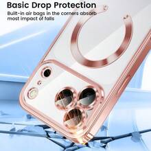 Hadaasi 1 pieza Funda de carga inalámbrica magnética electrochapada transparente compatible con iPhone 17 Pro/17 Pro Max/17 Air/17/16 Pro/16 Pro Max/16 Plus/16/16E/SE4/15 Pro/15 Pro Max/15 Plus/15/14 Pro/14 Pro Max/14 Plus/14/13 Pro/13 Pro Max/13/12 Pro/12 Pro Max/12/11 Pro Max/11/11 Pro