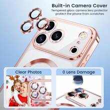 Hadaasi 1 pieza Funda de carga inalámbrica magnética electrochapada transparente compatible con iPhone 17 Pro/17 Pro Max/17 Air/17/16 Pro/16 Pro Max/16 Plus/16/16E/SE4/15 Pro/15 Pro Max/15 Plus/15/14 Pro/14 Pro Max/14 Plus/14/13 Pro/13 Pro Max/13/12 Pro/12 Pro Max/12/11 Pro Max/11/11 Pro