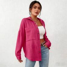 Plain    Casual    Button Front  Pocket    Office - Đỏ - Xem 6