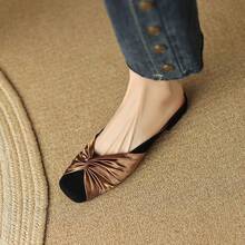 Mules de Punta Cerrada con Lazo de Moda para Mujeres 2025 Primavera Verano Nuevos Zapatos de Tacón Bajo Estilo Chic Perezoso - Plateado - Ver 4