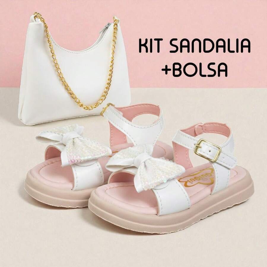 KIT Sandals With Handbag Children's Girl Women's Casual Party Trio Flowers Flower Girl 20 To 27