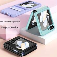 متوافق مع سامسونج جالاكسي زد فليب 3، زد فليب 4، زد فليب 5، زد فليب 6، زد إف إي، غطاء واقي كامل للجسم، تصميم بسيط مع حزام، مناسب لزد إف إي وزد فليب 6