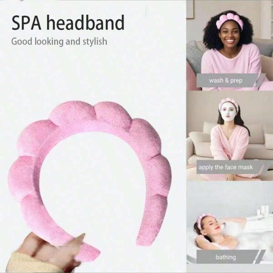 Spa Headband 1 Pcs For Women-Girls, Autumn New Arrivals  Makeup Sponge Headband, Non Slip Face Wash, Skincare-Padded Soft Thick Terry Cloth Hair Band Accessory 1 Pcs Fashion Hair Accessory Day Gift Headwear Cute Hairaccesories Stretch Headband Hair Accessories(Pink)Autumn New Arrivals