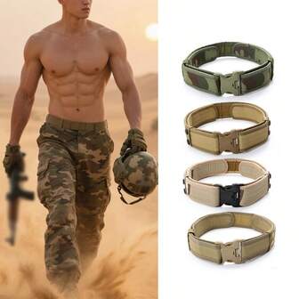 Adjustable Hook And Loop Tactical Belt, Canvas Waist Belt For Outdoor Military Training, Desert Off-Road, Suitable For Men Old Money Vintage Autumn/Fall Urban Outfit Classic Christmas Winter Fashion Daily Men Boyfriend Gift