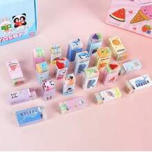 Gomas de borrar de goma con diseños de dibujos animados, creativas y lindas para estudiantes, gomas de borrar de bajo polvo, gomas de borrar en rebanadas para útiles escolares de primaria