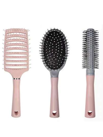 1pc/3pcs Air Cushion Scalp Massage Hair Brush, Women Hair Styling Comb For Volumizing, Detangling, Long Hair, Portable Airbag Massage Paddle Brush, Anti-Static Curved Hair Brush ,Hair Styling Tools ,Hair Styling Kit