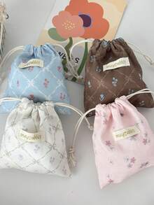 1个灯芯绒花朵/蝴蝶结抽绳袋，可爱多功能收纳袋，适用于化妆品、旅行、居家使用，便携式化妆包，护肤品、珠宝、口红、润唇膏、指甲油、发夹、钱包、卫生巾等，邮轮旅行必备，宿舍必备，生日礼物，伴娘礼物，母亲节礼物，教师节礼物，情人节礼物