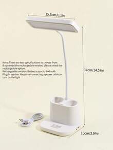 1 件 LED 护眼台灯，学生学习专用宿舍书桌插电/可充电小灯，卧室床头阅读笔架灯 - 白色 - 查看 7