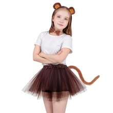 Dxhycc Monkey Costume Set Monkey Ears Headband Tail Bowtie TutuHalloween Dress Up Cosplay Accessory Kit - As Pic - View 7