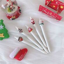 5pcs/10pcs Christmas Cute Animal Retractable Pens, Santa Claus, Snowman, Reindeer, Christmas Tree Shaped Pens, Student Stationery Gift, Essential Christmas Gift