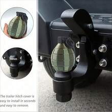 Capa de Bola de Reboque com Formato de Granada - Capa Protetora de Plástico de Uso Pesado com Gancho Decorativo para Bola de Reboque | Acessório de Reboque Universal para Veículo | Capa de Bola de Reboque Universal de 5 cm (Design de Acessório Tático)