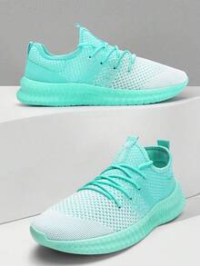 Men's Sports Shoes Fashionable Lightweight Breathable Walking Shoes Fitness Training Tennis Shoes - màu xanh lá cây nhạt - Xem 2