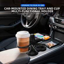 1 khay đựng đồ đa năng trên xe hơi, có giá để cốc, đế nhỏ gọn và tiện lợi, có thể xoay điều chỉnh, thích hợp để đựng các vật dụng linh tinh, giá để cốc tròn, phù hợp với hầu hết các loại xe hơi. - 1 - Xem 2