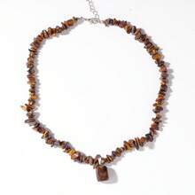 Asymmetrical Natural Amethyst Agate Stone Necklace Adjustable Chain Square Pendant Long Necklace Women Fashion Personalized Jewelry Suitable For Daily Wear And Special Occasions