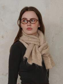 1 szt. damski szalik w kratę z mieszanki wełny, w jednolitym kolorze, swobodny, przyjazny dla skóry, odpowiedni na wyjścia, do codziennych dojazdów jesienią/zimą