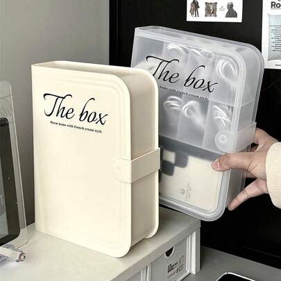 耐用的PP材质带盖电缆管理盒，适用于桌面抽屉耳机线整理，适用于家庭和办公室