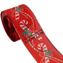 1 rouleau de ruban de Noël, ruban à bord métallique de 6,3 cm/5 yards, convient pour l'emballage de cadeaux de Noël, la décoration thématique des fêtes