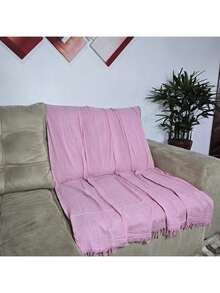 Kit Of 2 Blankets For Giant Luxury Sofa 120x210 Decorative Protective Sofa Cover - 淺粉色 - 查看 4