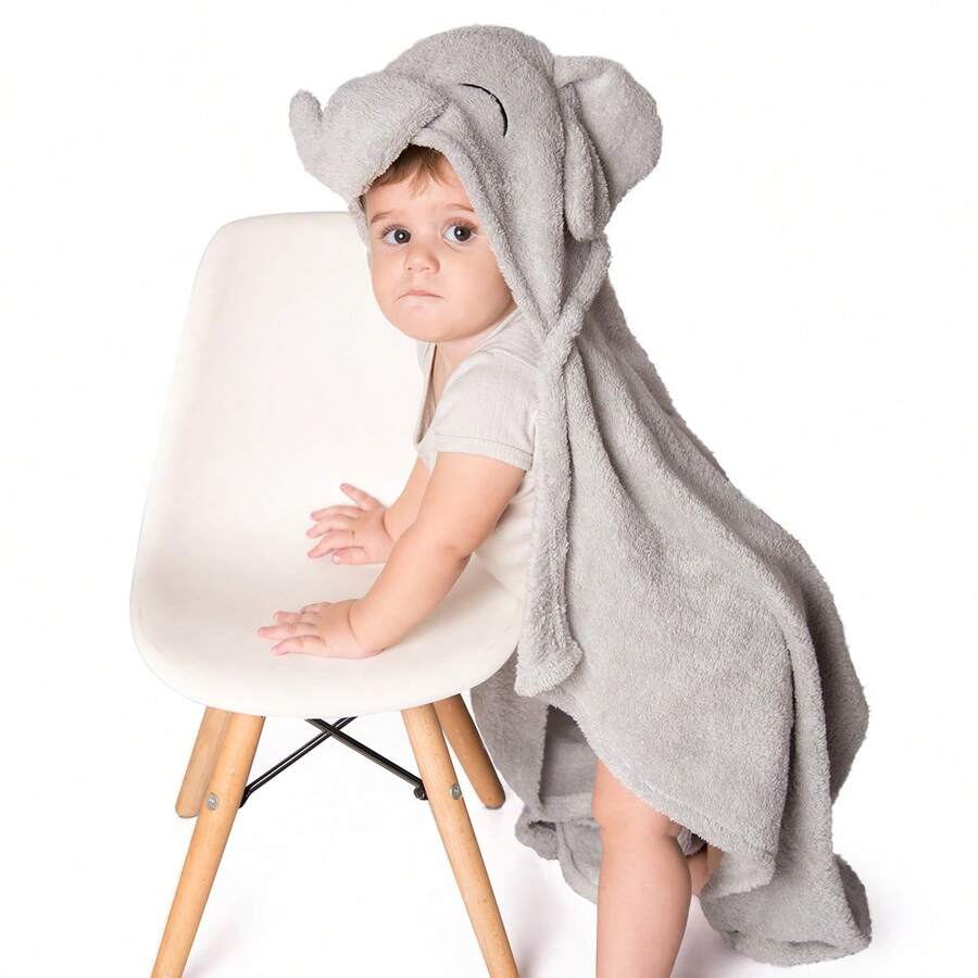 Rain of Love Baby Baby Blanket With Hood Animal Tiger Elephant And Bear - Xám - Xem 1