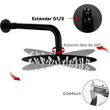 COMVIDA Cabeza de Ducha de Lluvia de Alta Presión, Regadera Cuadrada de Acero Inoxidable de 10 Pulgadas, Cabezal de Ducha de Lluvia Ultrafina con Montaje Fijo para Baño, Cromo Espejo, CV-50020 - Negro Mate - Ver 5