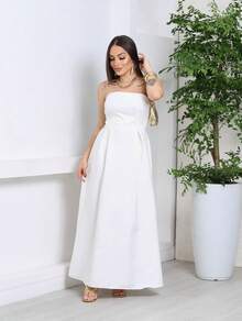 Elegant Long Tailored Dress - 白色 - 查看 1