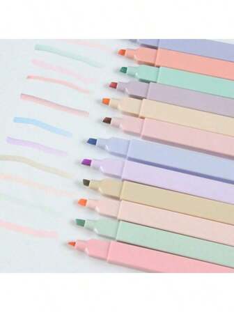 6 pezzi/12 pezzi Assortimento di evidenziatori pastello, pennarelli fluorescenti, colori opachi, delicati per gli occhi, consegna di colori casuali