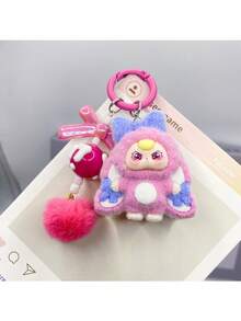 1 件卡通 3D 植绒可爱饰品钥匙扣，卡通吊坠包饰，男女通用钥匙圈配件万圣节配饰教师节圣诞节礼物创意