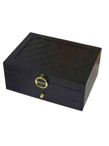 1pc Three-Layer Jewelry Storage Box, Dressing Table With Drawer Jewelry Storage Box, Gift Leather Jewelry Box, Portable Jewelry Storage Box, Desktop Storage Drawer Box, Stackable Storage Box, Can Store Watches, Necklaces, Rings, Pendants, Bracelets And Other Multi-Functional Jewelry Storage Boxes, Exterior With Locking Leather Design,