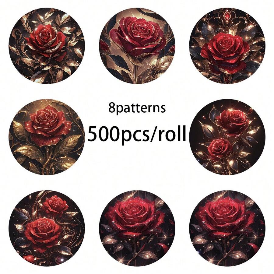 500pcs Versailles Rose Sticker With 8 Patterns, Will Not Leave Adhesive Residue For Decorating Laptops, Suitcases, And Guitars