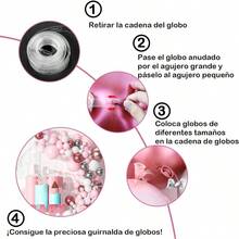Juego de Guirnaldas de Globos, 110 Piezas de Arco de Globos Macaron Azules Blancos, con Globos Azules Metlicos, Globos de Lmina Plateada 4D, para Decoracin de Cumpleaos, Boda, Shower - Rosa - Ver 3