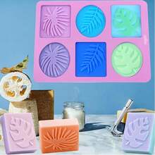 Square Oval 3D Leaf Shape Purple Silicone Soap Mold, Easy Release Handmade Soap Making Mould,Silicone Molds For Soap Candles,DIY Baking ,Candies - Purple - View 8