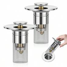 Universal Bathroom Sink Hair Catcher & Drain Strainer - Stainless Steel Pop-Up Stopper With Fine Mesh Basket, Anti-Clog Filter For Hair & Soap Scum, Easy Install & Clean, Fits Most Sinks - 2個 - 查看 10