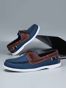 Men's Outdoor Casual Loafers, Featuring A Minimalist Color Scheme, Fashionable And Versatile. Slim Fit, Recommended To Choose Half Size Up For A Comfortable And Loose Fit. - Blue - View 3