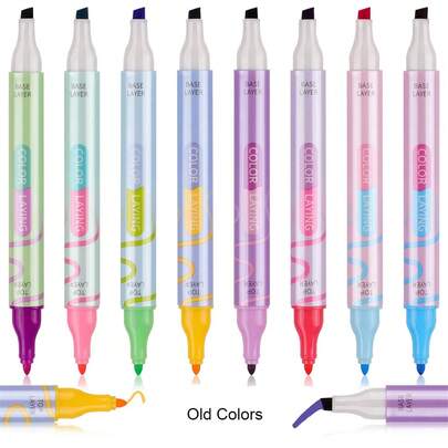 8 pezzi Pennarelli a doppia faccia a 16 colori, pennarelli con colori cangianti, evidenziatori assortiti per libri da colorare per adulti e studenti, scrittura, diario, realizzazione di biglietti d'auguri fai-da-te