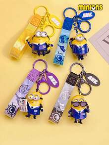 1pc Minions Cartoon Keychain Pendant, Fashionable Metal Hanging Decoration Suitable For Keys, School Stationery, Bags And Other Hanging Accessories