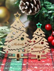 Decorazione natalizia in legno personalizzata, decorazioni da tavolo natalizie con nome personalizzato, decorazioni natalizie, decorazioni natalizie personalizzabili per la casa, supporto per albero di Natale personalizzabile, segnaposto natalizi in legno per il giorno di Natale, decorazioni natalizie per l'ufficio, Natale, decorazioni per il soggiorno, decorazioni per la stanza, papà, mamma, amici