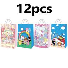 12pcs Sanrio Gift Bags, My Melody, Kuromi, Hello Kitty Gift Bags, Party Tote Bags, Double-Sided Printing, Suitable For Christmas, Valentine's Day, Wedding Favors, Christmas, Birthday Party Gifts, Candy Packaging Bags, Holiday Gift Wrapping Bags, Essential For Festive Parties