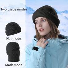 Warm Knitted Earflap Beanie Hat, Versatile For Men Outdoor Cycling, Thick Windproof Breathable Ski Mask, 2-In-1 Design, Autumn/Winter - Multicolor - View 4