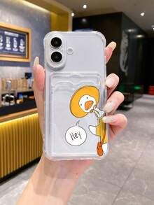 1pc White Shockproof TPU Cartoon Duck Pattern Phone Case, Suitable For IPhone, Android, OPPO Phones