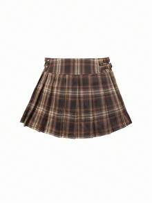 Y2K Preppy Style Contrast Plaid Pleated Mini Skirt, Sexy Music Festival For Summer