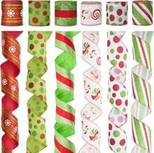 Christmas Wired Ribbon 30 Yards - 2.5 Inch Candy Cane Striped Burlap Ribbon For Wreaths, Gift Wrapping And Tree Decorations - Verde y blanco - Ver 8