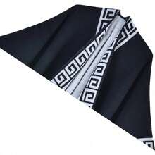 Women's Warm Shawl Wrap Cape Winter Cardigan Sweaters Open Front Poncho - M61-g Viền đen - Xem 2