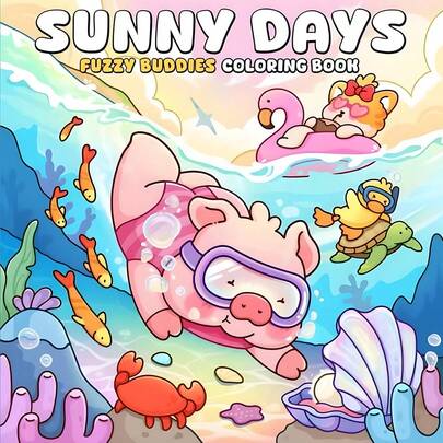 1pc SUNNY DAYS FUZZY BUDDIES Coloring Book [Cute] Kid Graffiti Painting Book Featuring Adorable Creatures Painting Book Montessori Drawing Toys Creative Gift .Easy To Color With Lines Colouring Books Featuring Plants Colouring Book Adults Gifts For Friends Couples&Family Back To School Season School Supplies.