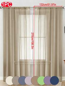 1件纯色薄纱窗帘，现代风格，轻盈透气，保护隐私，适用于卧室、书房、客厅、阳台等场所。100%涤纶薄纱面料，透明轻薄，适用于客厅、阳台及其他窗户装饰，提升房间格调。 - 彩色 - 查看 25