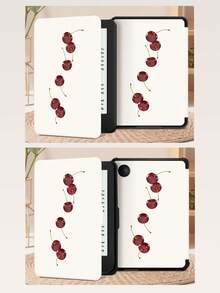 Cherry Pattern Tablet Case, Compatible With IPad 9.7/10.2/10.5/10.9/12.9/Pro 11 10th Generation, Compatible With Samsung Galaxy Tab S6 Lite 10.4 Inches, Suitable For Kindle Paperwhite 12th Generation 2024 Version, Kindle (11th Generation) 2022 Version Kobo Clara Color, Equipped With Soft Fall Protection, Intelligent Vertical/Automatic Wake-Up/Sleep Function