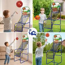 Bluelander Canasta de Basquetbol con 4 Pelotas, Canasta de Baloncesto para Niños, 149 * 45 * 88 cm, Juego de Tiro con Balón y Bomba, Máquina de Baloncesto para Interior - 1 - Ver 2