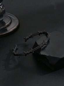 1 件男士扭纹双刺铁丝袖口手链，哥特式手链，万圣节礼物 - 荊棘手手鐲 - 查看 5